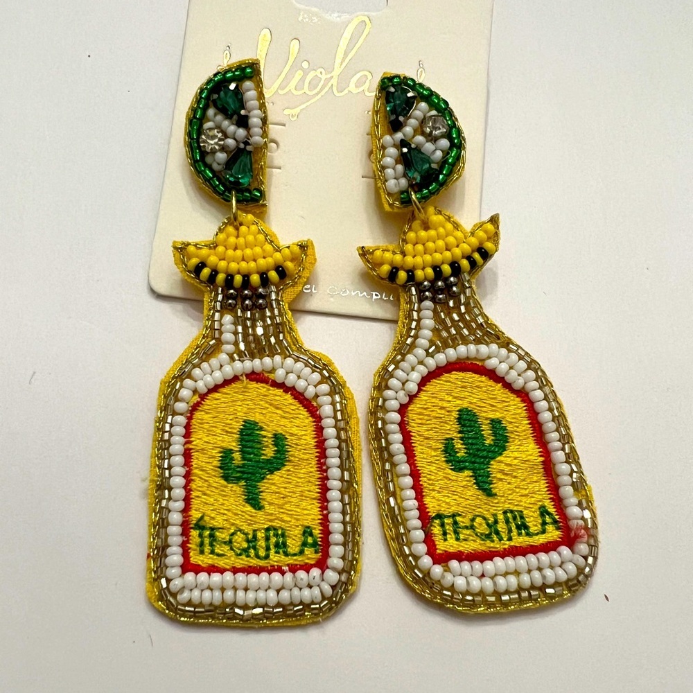 Viola Beaded Tequila Bottle Earrings